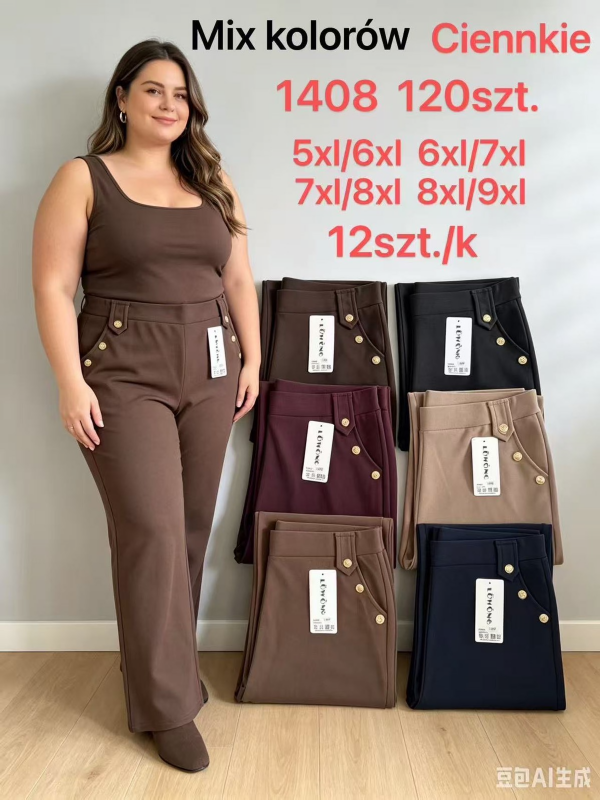 Spodnie damskie Roz 5XL-9XL, Mix Kolor Paczka 12 szt